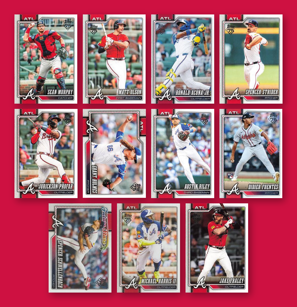2026 Topps Series 1 & 2 Baseball Team Set 20 Cards Atlanta Braves Acuña Olson