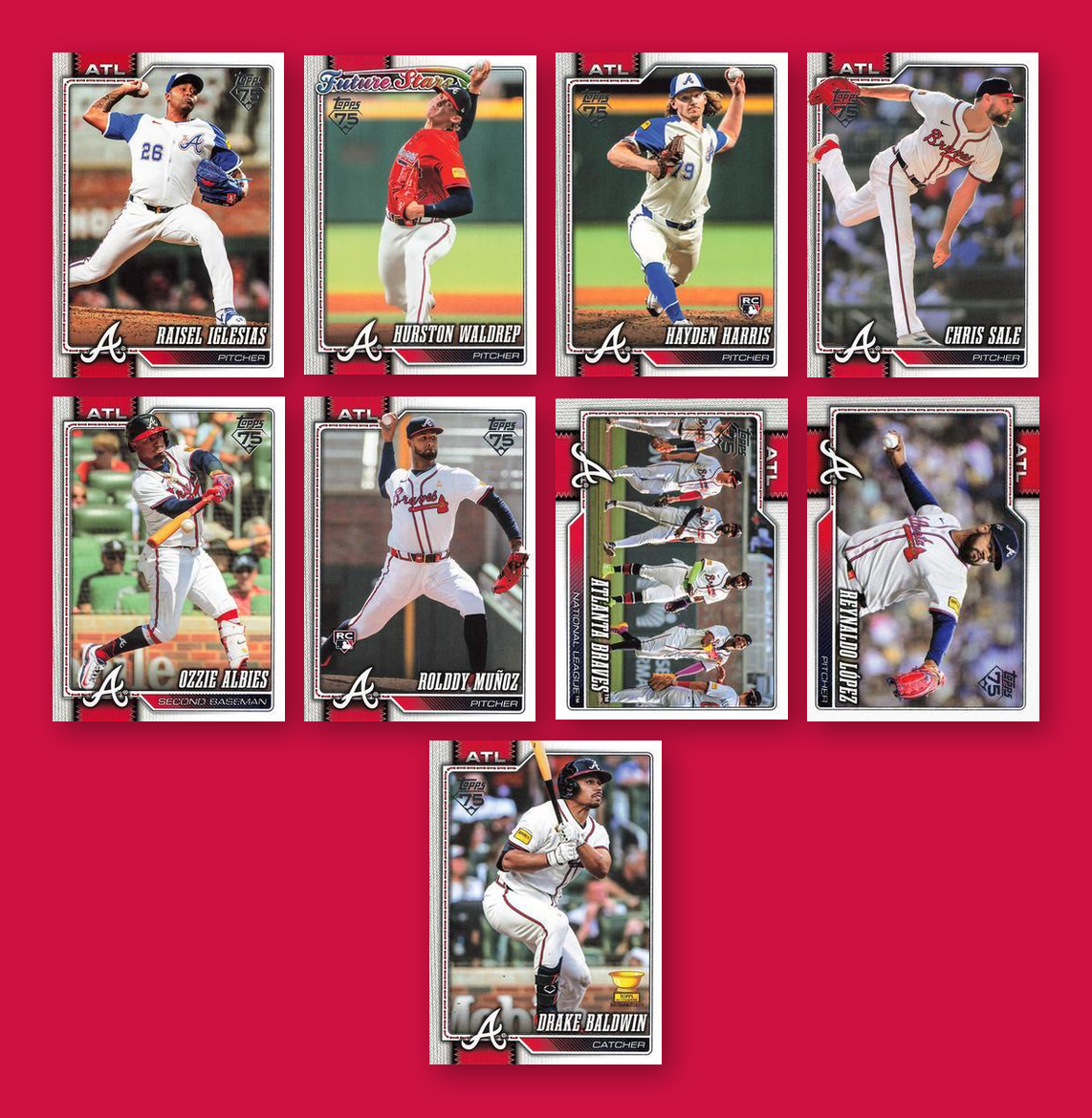 2026 Topps Series 1 & 2 Baseball Team Set 20 Cards Atlanta Braves Acuña Olson