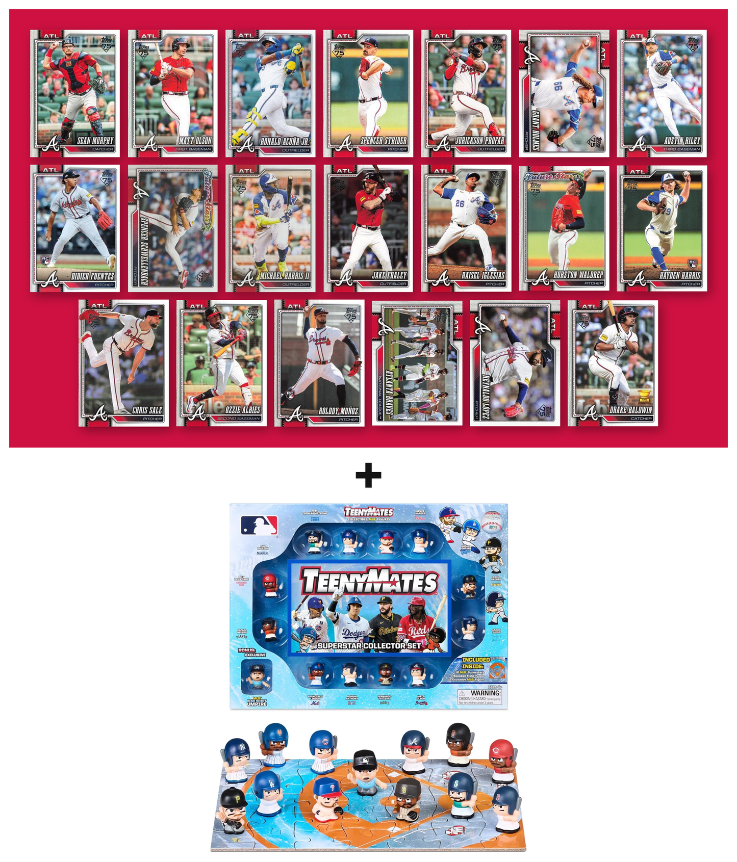 MLB TeenyMates Figures Gift Set + 2026 Topps Series 1 & 2 Team Set of Your Choice Judge Ohtani Skenes