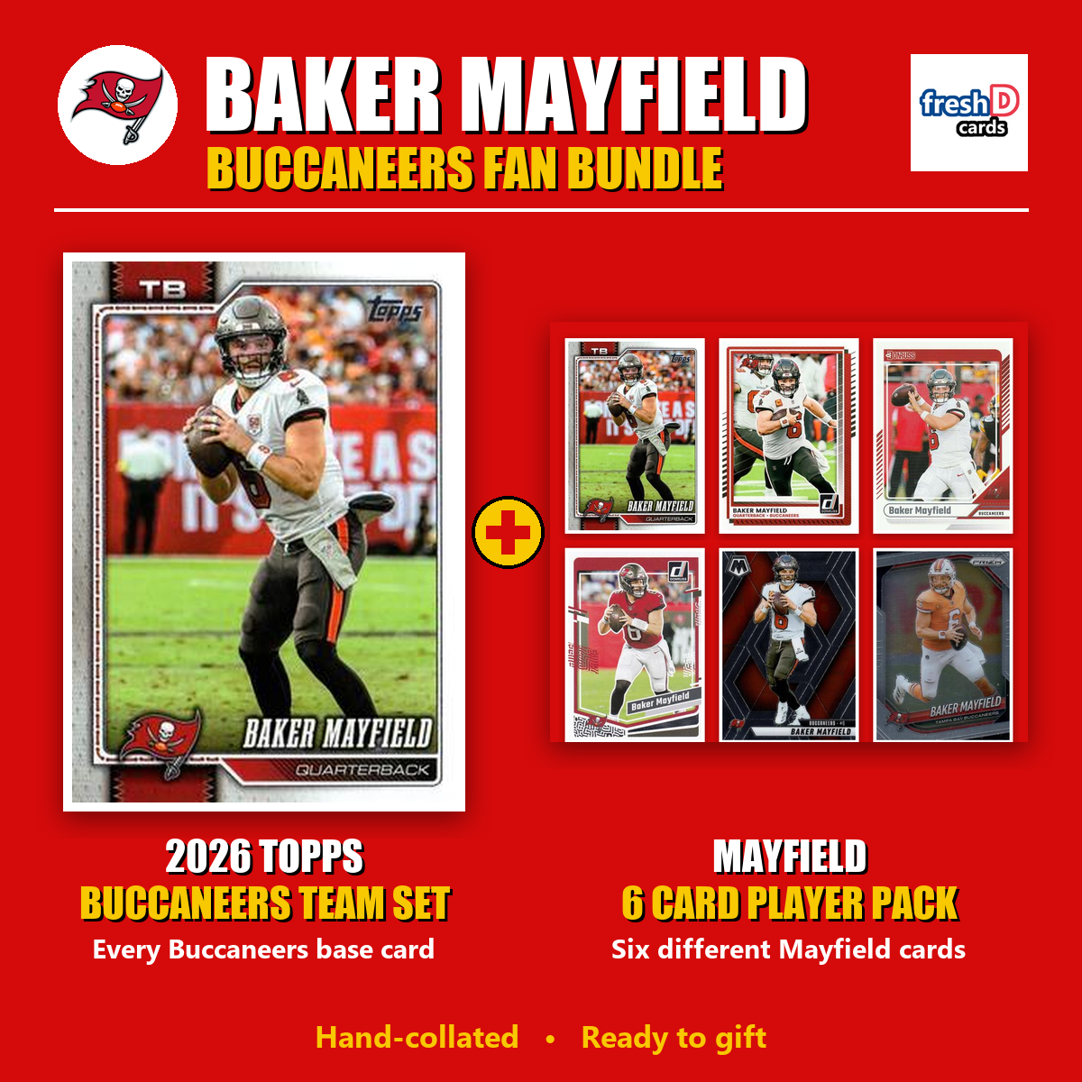 Baker Mayfield Tampa Bay Buccaneers Football Fan Bundle - 2026 Topps Team Set + 6 Card Player Pack