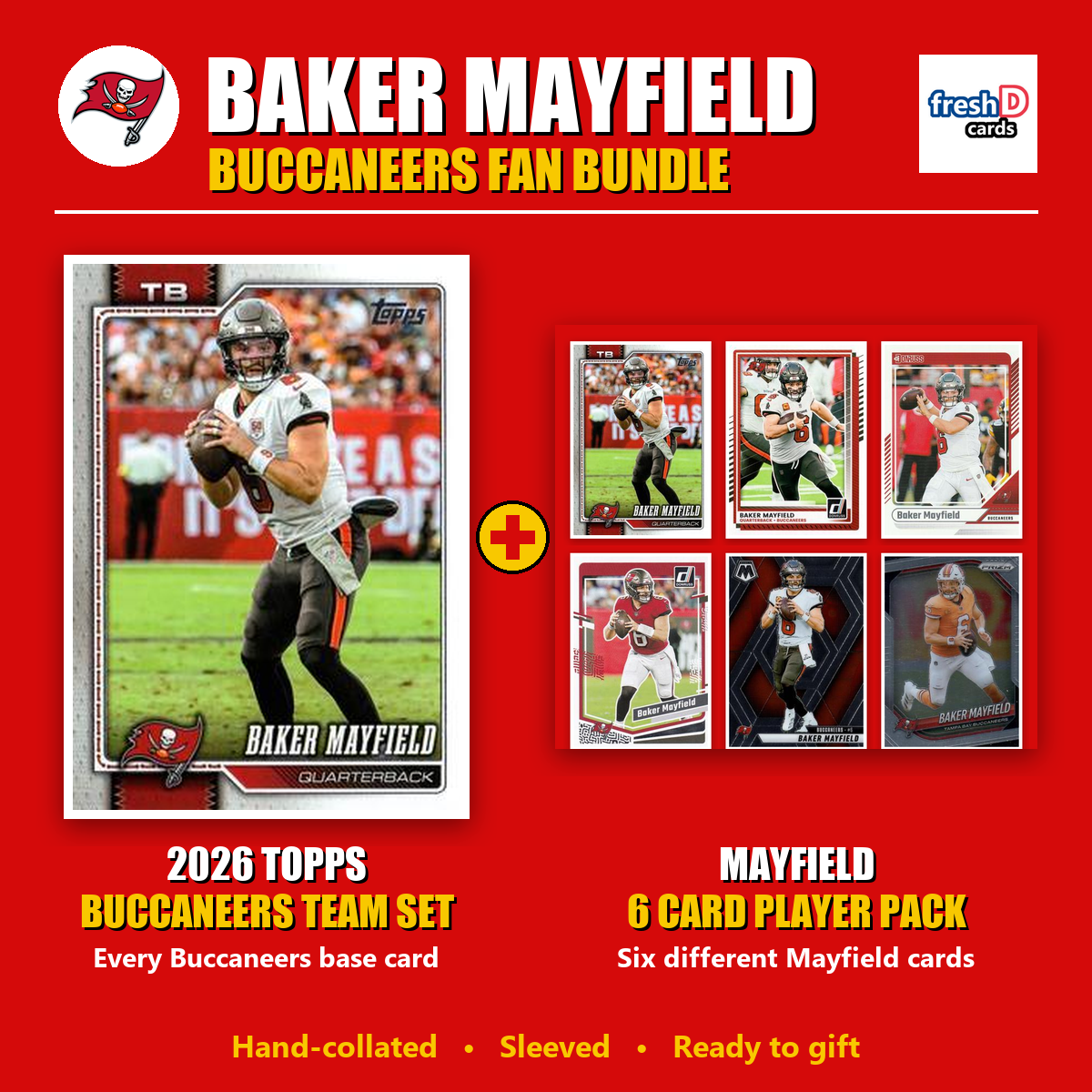 Baker Mayfield Tampa Bay Buccaneers Football Fan Bundle - 2026 Topps Team Set + 6 Card Player Pack