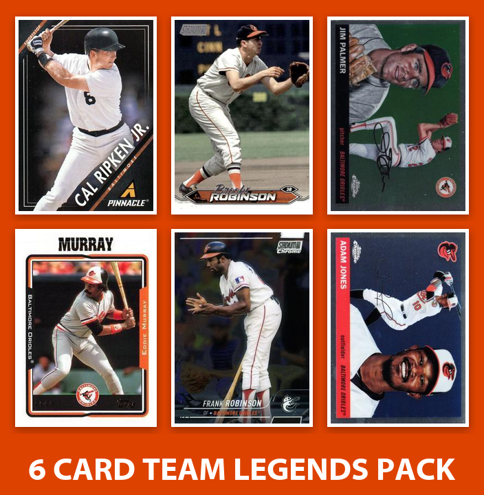 Baltimore Orioles 6 Card Team Legends Pack 2023 Topps Bowman Cal Ripken Palmer