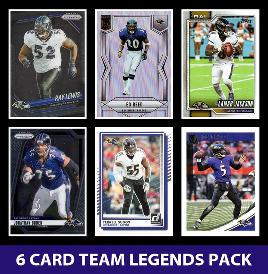 Baltimore Ravens 6 Card Legends Pack Donruss Topps Panini Ray Lewis Lamar Jackson