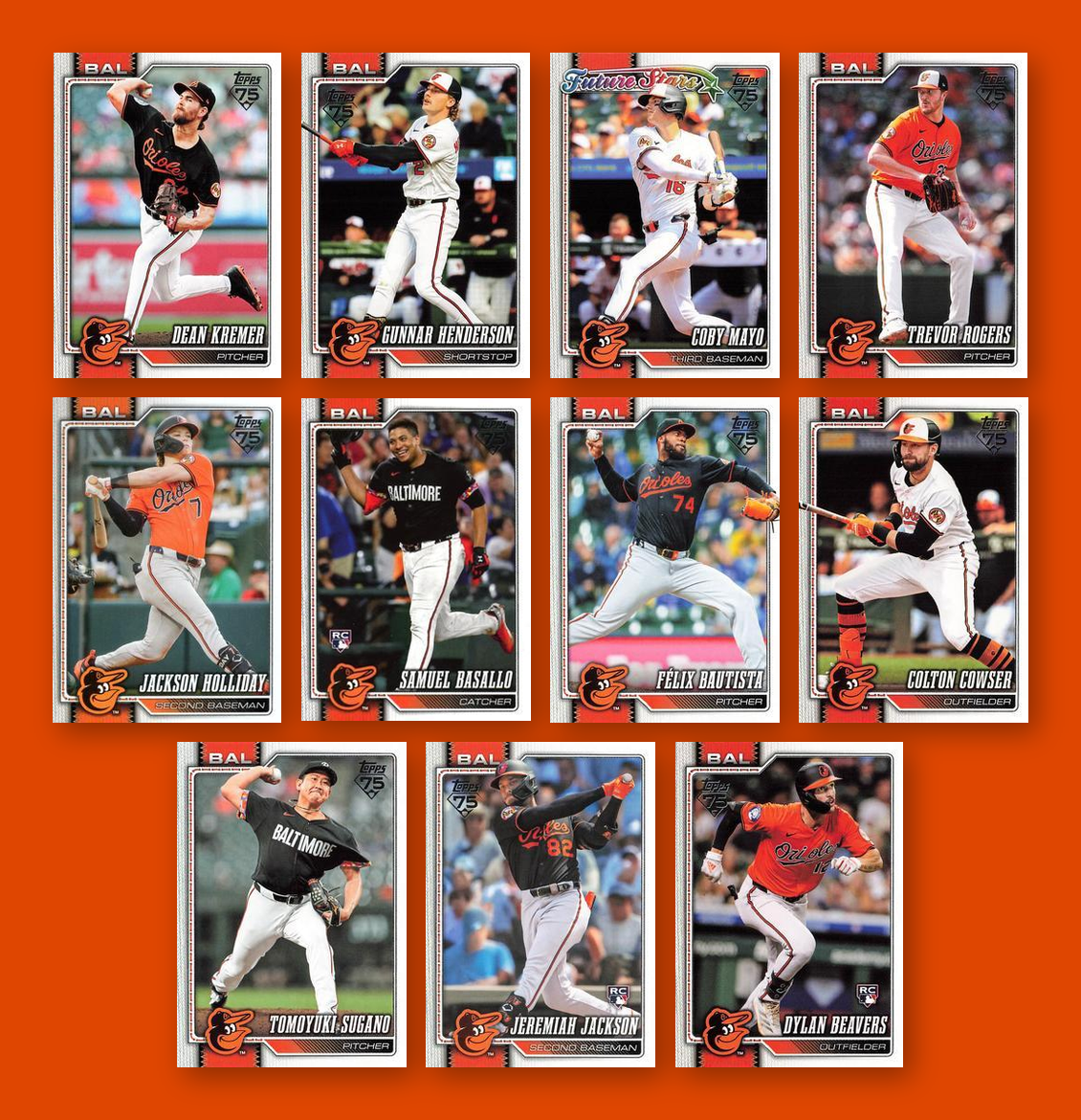 2026 Topps Series 1 & 2 Baseball Team Set 25 Cards Baltimore Orioles Henderson Rutschman
