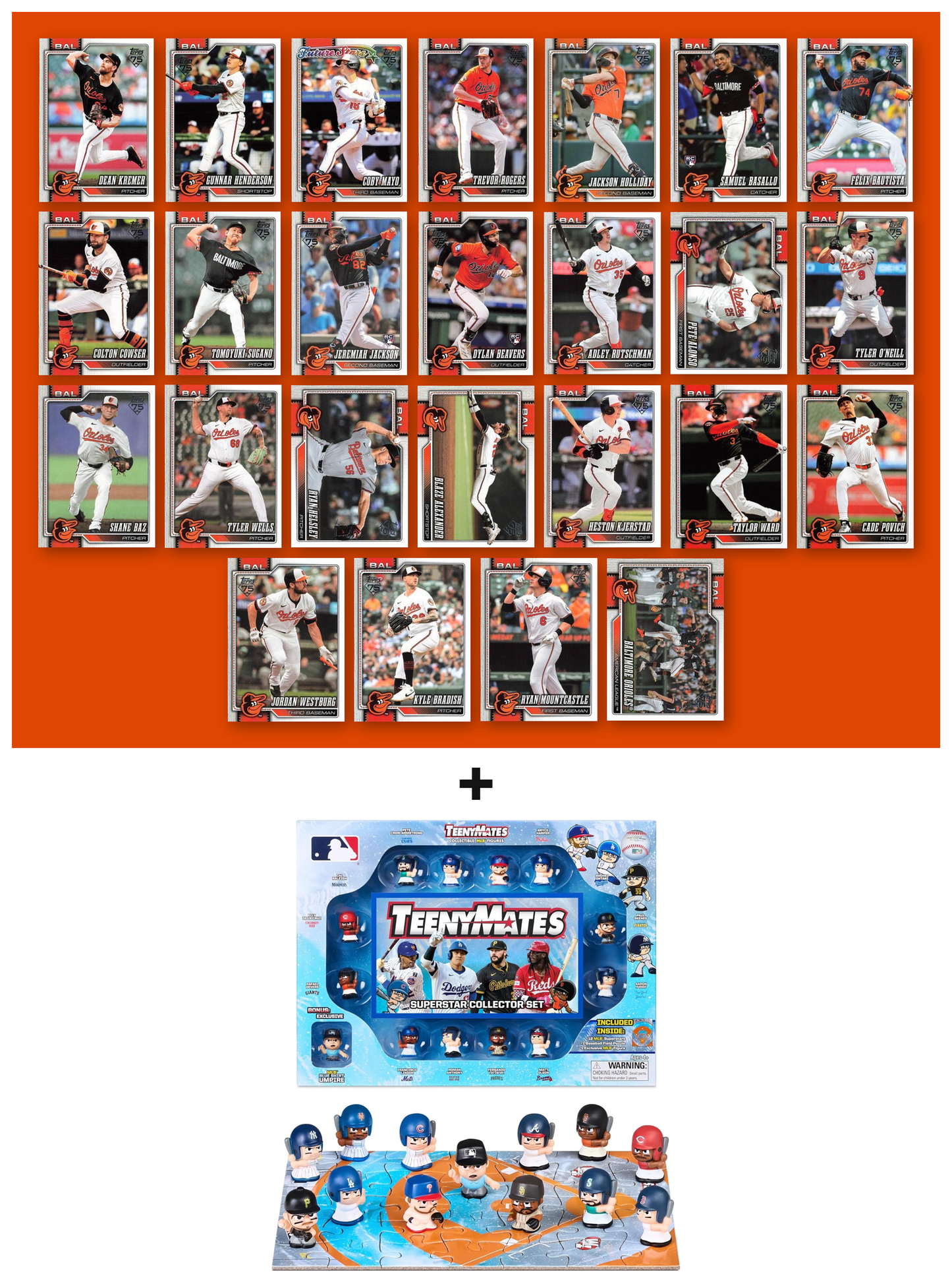 MLB TeenyMates Figures Gift Set + 2026 Topps Series 1 & 2 Team Set of Your Choice Judge Ohtani Skenes