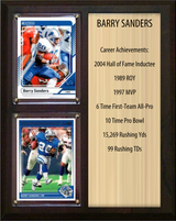 Barry Sanders Detroit Lions Hall of Fame Stats Plaque 8x10 2 Cards Prizm, Donruss, Score 2024 2025 2026