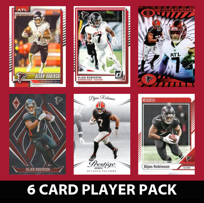 Bijan Robinson 6 Card Player Pack 2023  2024 2025 Donruss Panini Score Atlanta Falcons