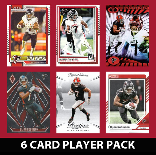 Bijan Robinson 6 Card Player Pack 2023  2024 2025 Donruss Panini Score Atlanta Falcons