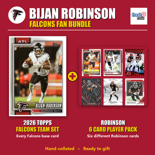 Bijan Robinson Atlanta Falcons Football Fan Bundle - 2026 Topps Team Set + 6 Card Player Pack