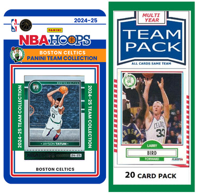 Boston Celtics 20 Cards Larry Bird + 2024-25 HOOPS Team Set Jayson Tatum plaque