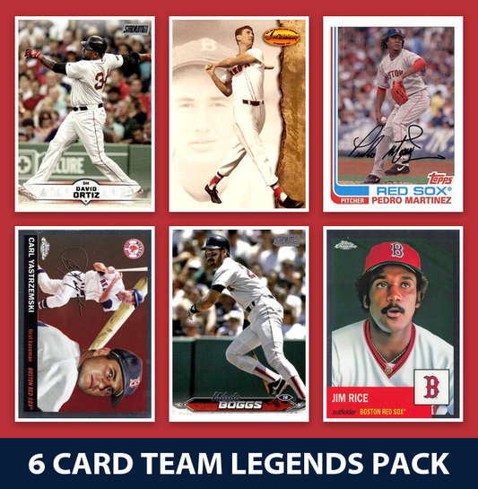 Boston Red Sox 6 Card Legends Pack 2023 Topps Bowman Ortiz Ted Williams Pedro Yaz