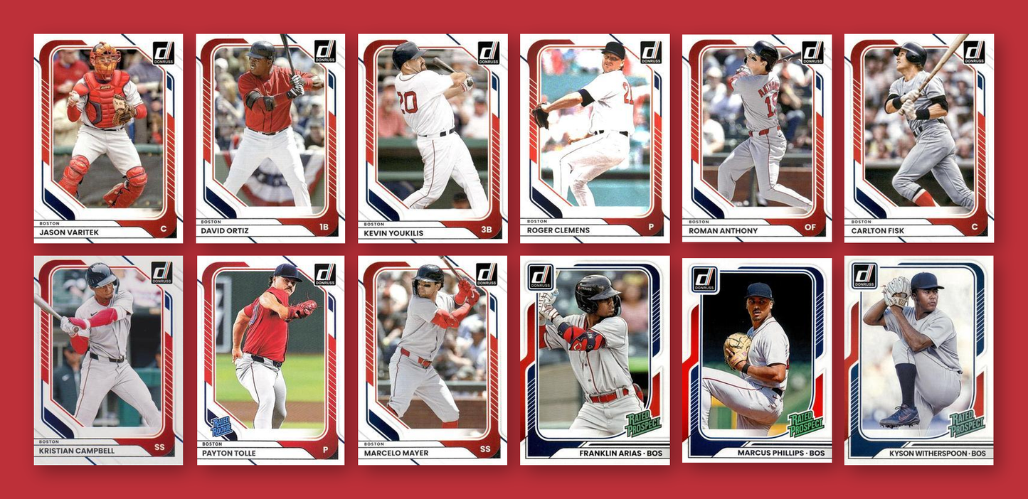 2026 Donruss Baseball Team Set 12 Cards Boston Red Sox Anthony Ortiz
