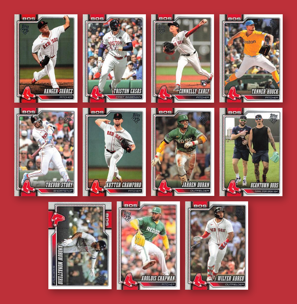 2026 Topps Series 1 & 2 Baseball Team Set 25 Cards Boston Red Sox Bregman Anthony