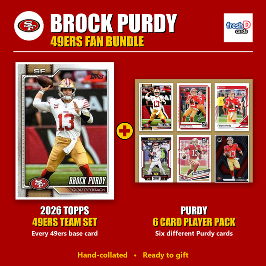 Brock Purdy San Francisco 49ers Football Fan Bundle - 2026 Topps Team Set + 6 Card Player Pack