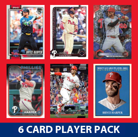 Bryce Harper Philadelphia Phillies 6 Card Player Pack 2025 2024 Topps Bowman