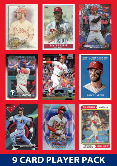 Bryce Harper Philadelphia Phillies 9 Card Player Pack 2025 2024 Topps Bowman plaque