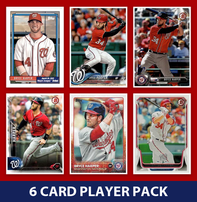 Bryce Harper 6 Card Player Pack 2022 2018 2017 Topps Bowman Washington Nationals