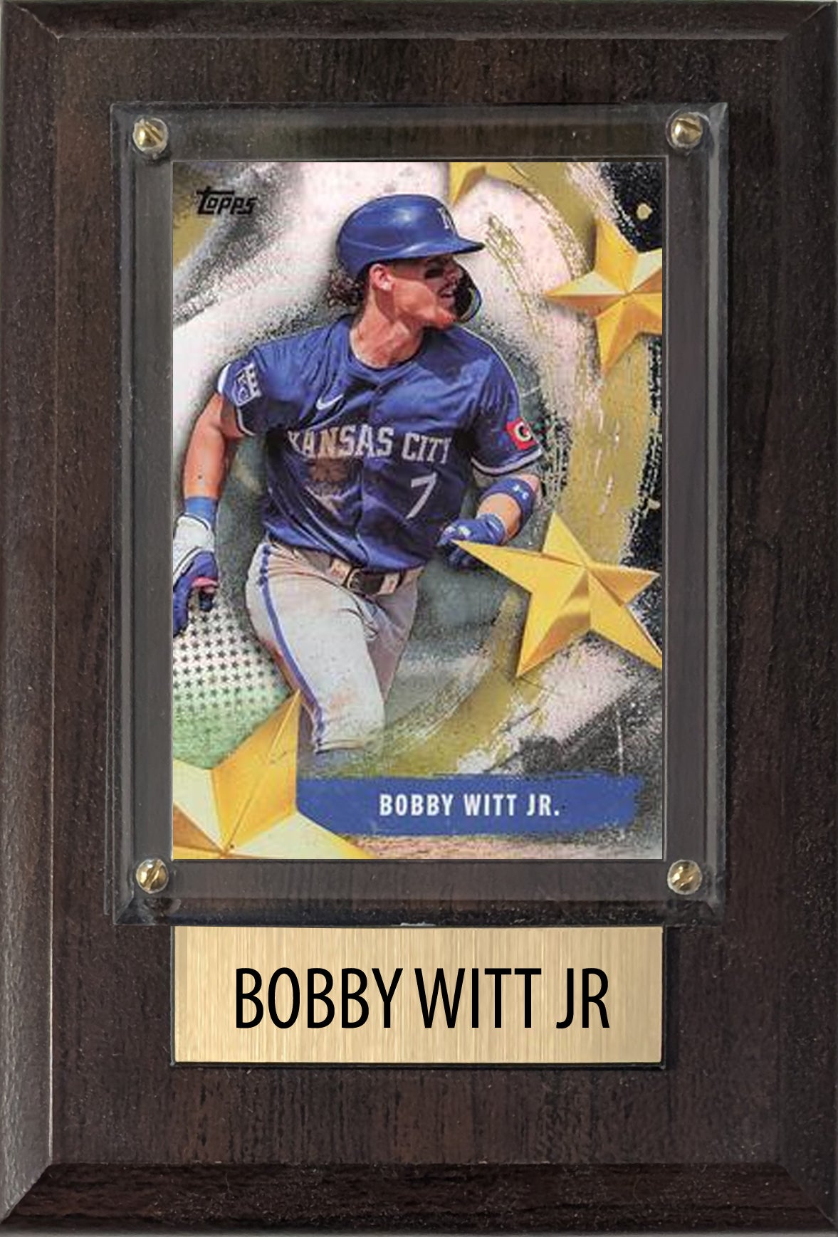 Bobby Witt Jr Kansas City Royals 2025 2024 Topps Bowman 4x6 Gift baseball plaque with 1 trading card and engraved nameplate, 4x6 fan cave display
