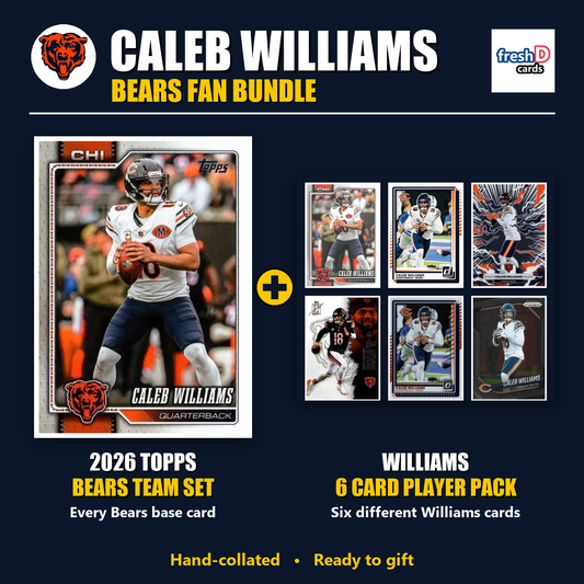 Caleb Williams Chicago Bears Football Fan Bundle - 2026 Topps Team Set + 6 Card Player Pack