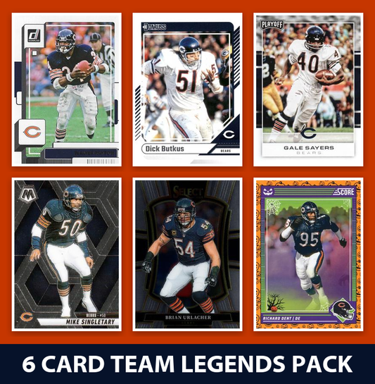 Chicago Bears 6 Card Legends Pack Donruss Topps Panini Walter Payton Ditka Sayers