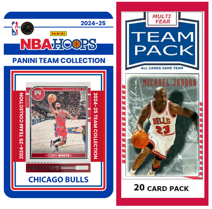 Chicago Bulls Multiyear Pack 20 Cards Michael Jordan + 2024-25 HOOPS Team Set Zach LaVine plaque