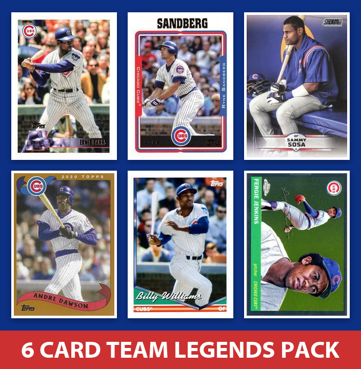 Chicago Cubs 6 Card Legends Pack 2023 2024 2025 Topps Bowman Sandberg Banks Sosa