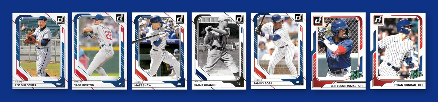 2026 Donruss Baseball Team Set 7 Cards Chicago Cubs Sosa Shaw