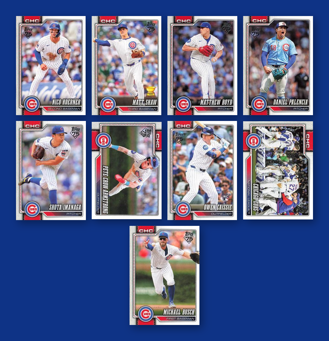 2026 Topps Series 1 & 2 Baseball Team Set 21 Cards Chicago Cubs Crow-Armstrong Suzuki