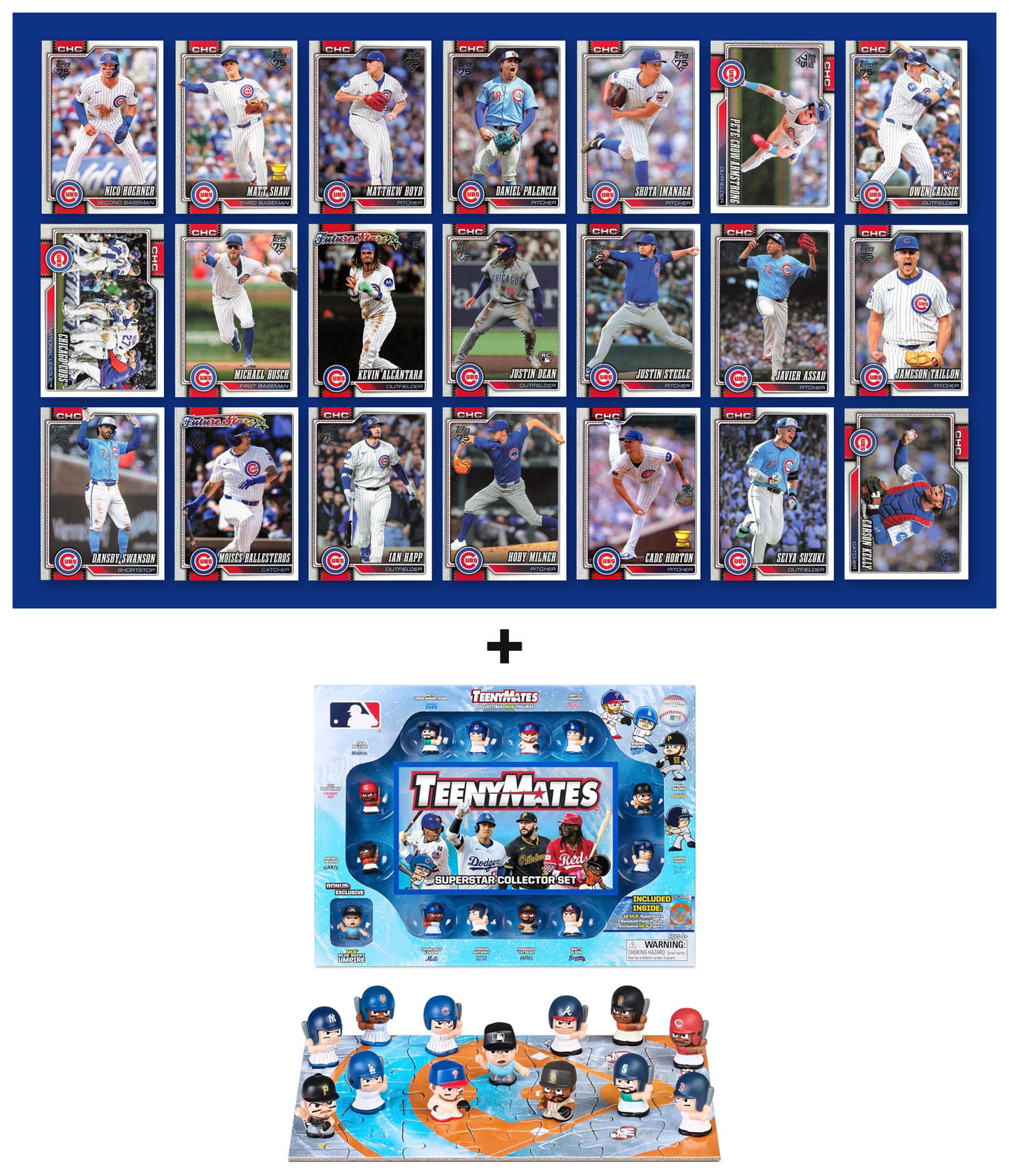 MLB TeenyMates Figures Gift Set + 2026 Topps Series 1 & 2 Team Set of Your Choice Judge Ohtani Skenes