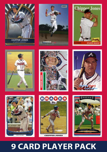 Chipper Jones Atlanta Braves 9 Card Legend Pack 2025 2024 2023 Topps Bowman 2023 plaque