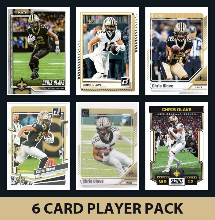 Chris Olave 6 Card Football Player Pack 2026 2025 2024 Topps Donruss Score New Orleans Saints