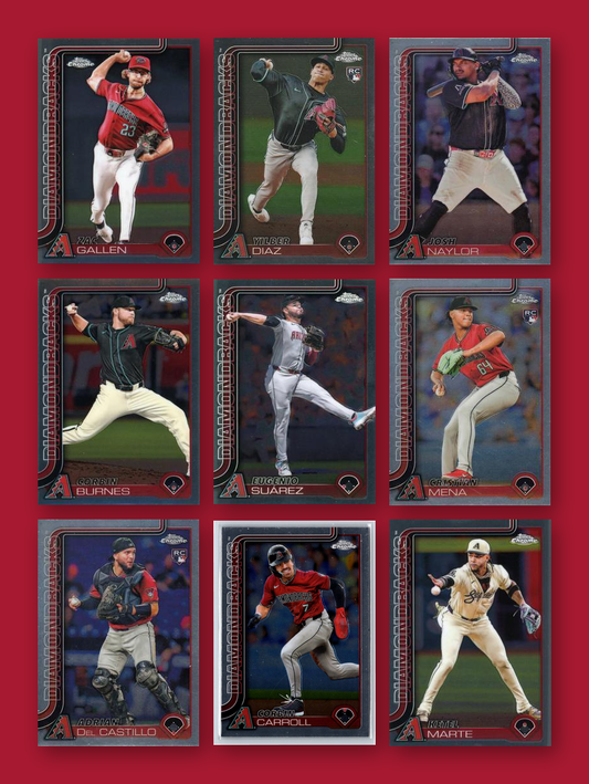 2025 Topps Chrome Arizona Diamondbacks team set - all 9 base cards