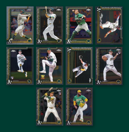 2025 Topps Chrome Athletics team set - all 10 base cards