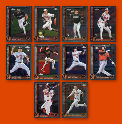 2025 Topps Chrome Baltimore Orioles team set - all 10 base cards