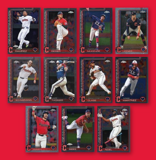 2025 Topps Chrome Cleveland Guardians team set - all 11 base cards