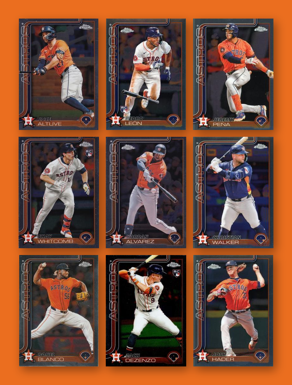 2025 Topps Chrome Houston Astros team set - all 9 base cards