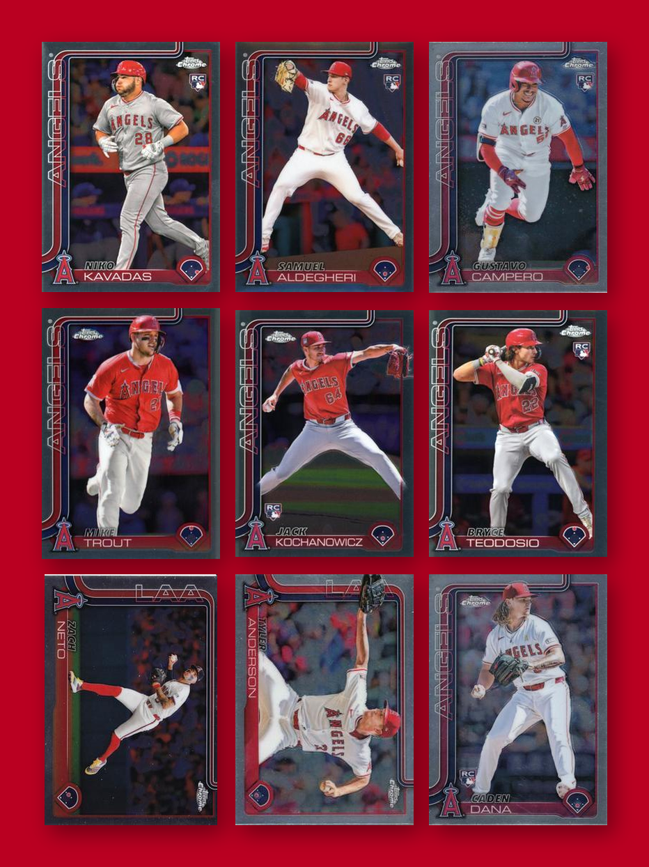 2025 Topps Chrome Los Angeles Angels team set - all 9 base cards