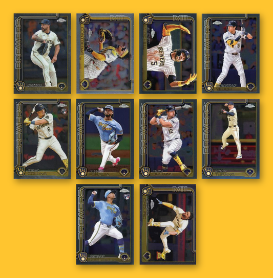 2025 Topps Chrome Milwaukee Brewers team set - all 10 base cards