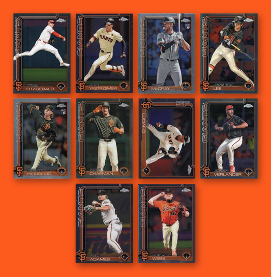 2025 Topps Chrome San Francisco Giants team set - all 10 base cards