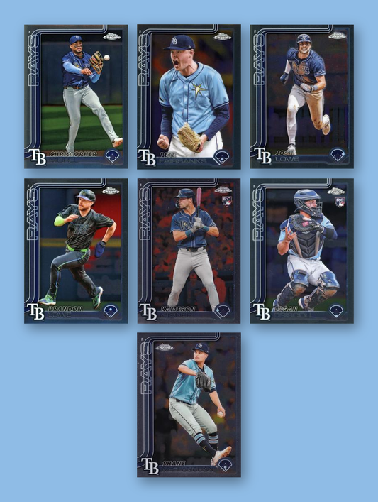 2025 Topps Chrome Tampa Bay Rays team set - all 7 base cards