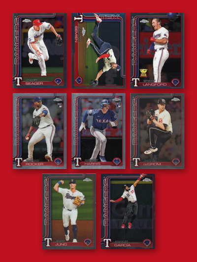 2025 Topps Chrome Texas Rangers team set - all 8 base cards