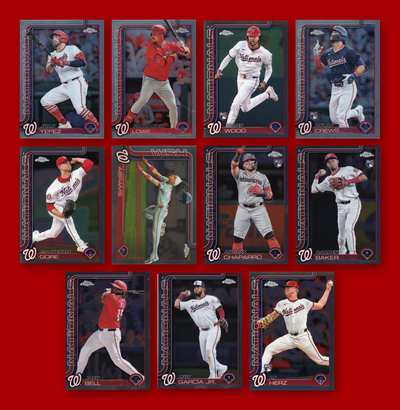 2025 Topps Chrome Washington Nationals team set - all 11 base cards