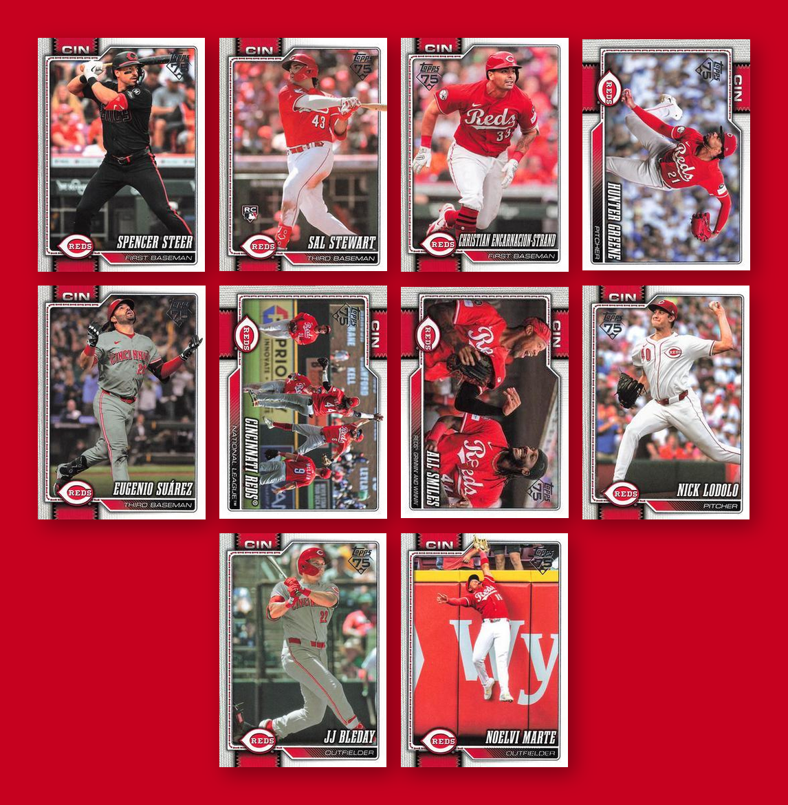 2026 Topps Series 1 & 2 Baseball Team Set 22 Cards Cincinnati Reds Cruz Greene