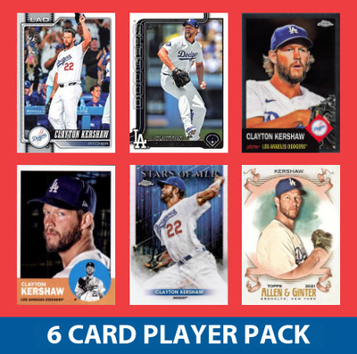 Clayton Kershaw LA Dodgers 6 Card Player Pack 2025 2024 Topps Bowman