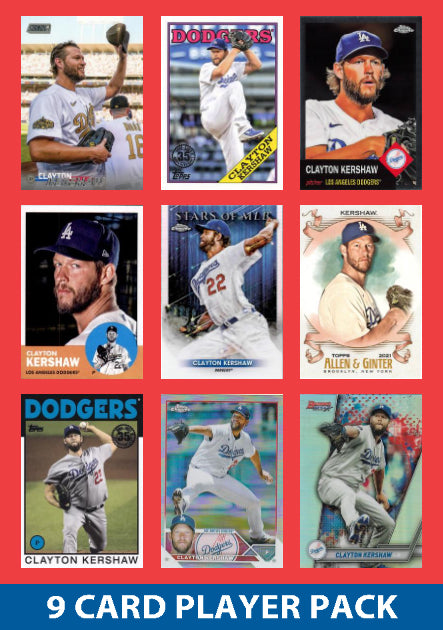 Clayton Kershaw LA Dodgers 9 Card Player Pack 2025 2024 Topps Bowman plaque