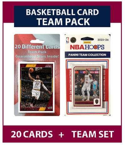 Cleveland Cavaliers 20 Cards LeBron James + 2023-24 HOOPS Team Set Mitchell plaque