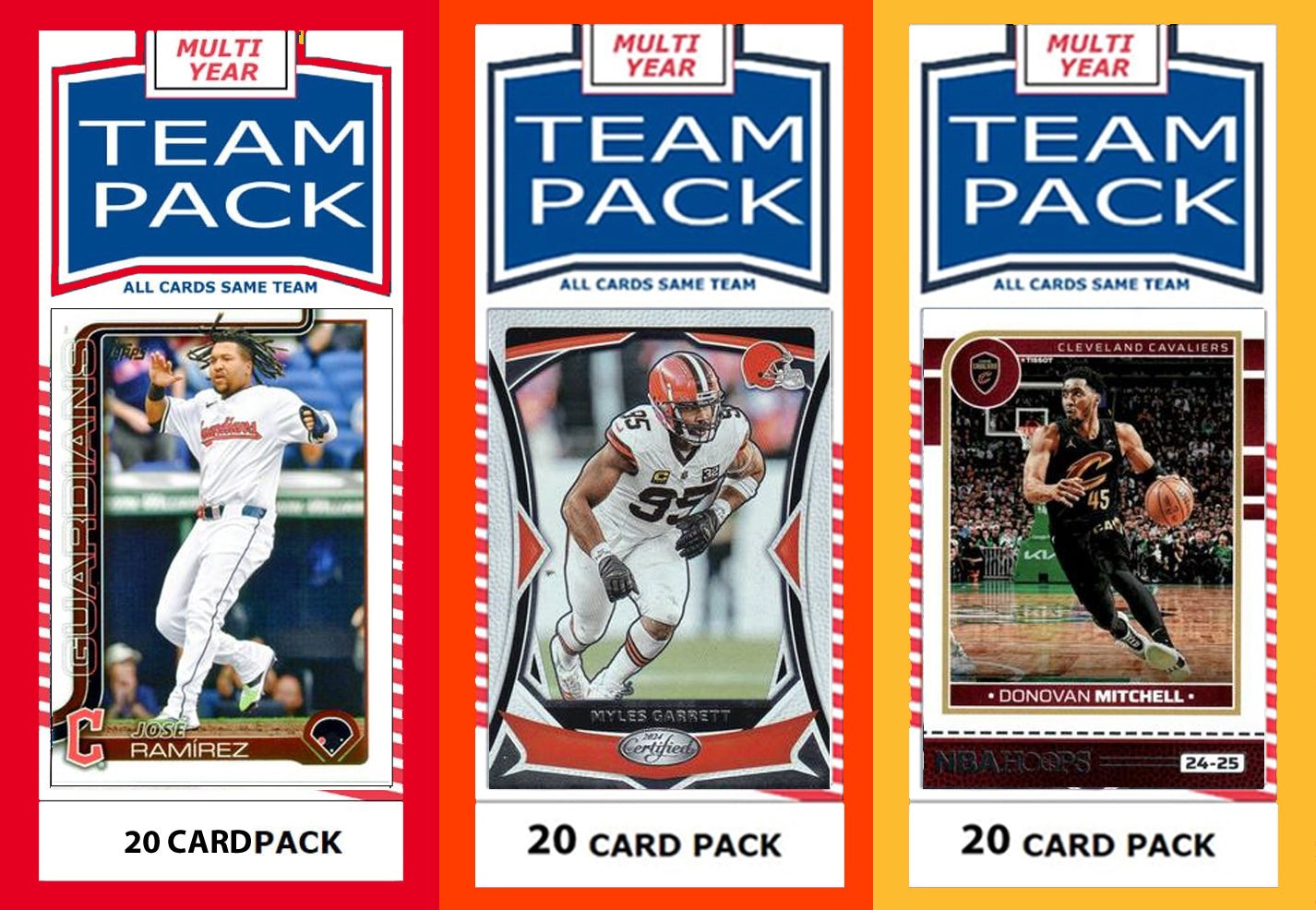 Cleveland City Team Pack Guardians Browns Cavaliers 2024 2026 2025 Ramirez Garrett Mitchell plaque