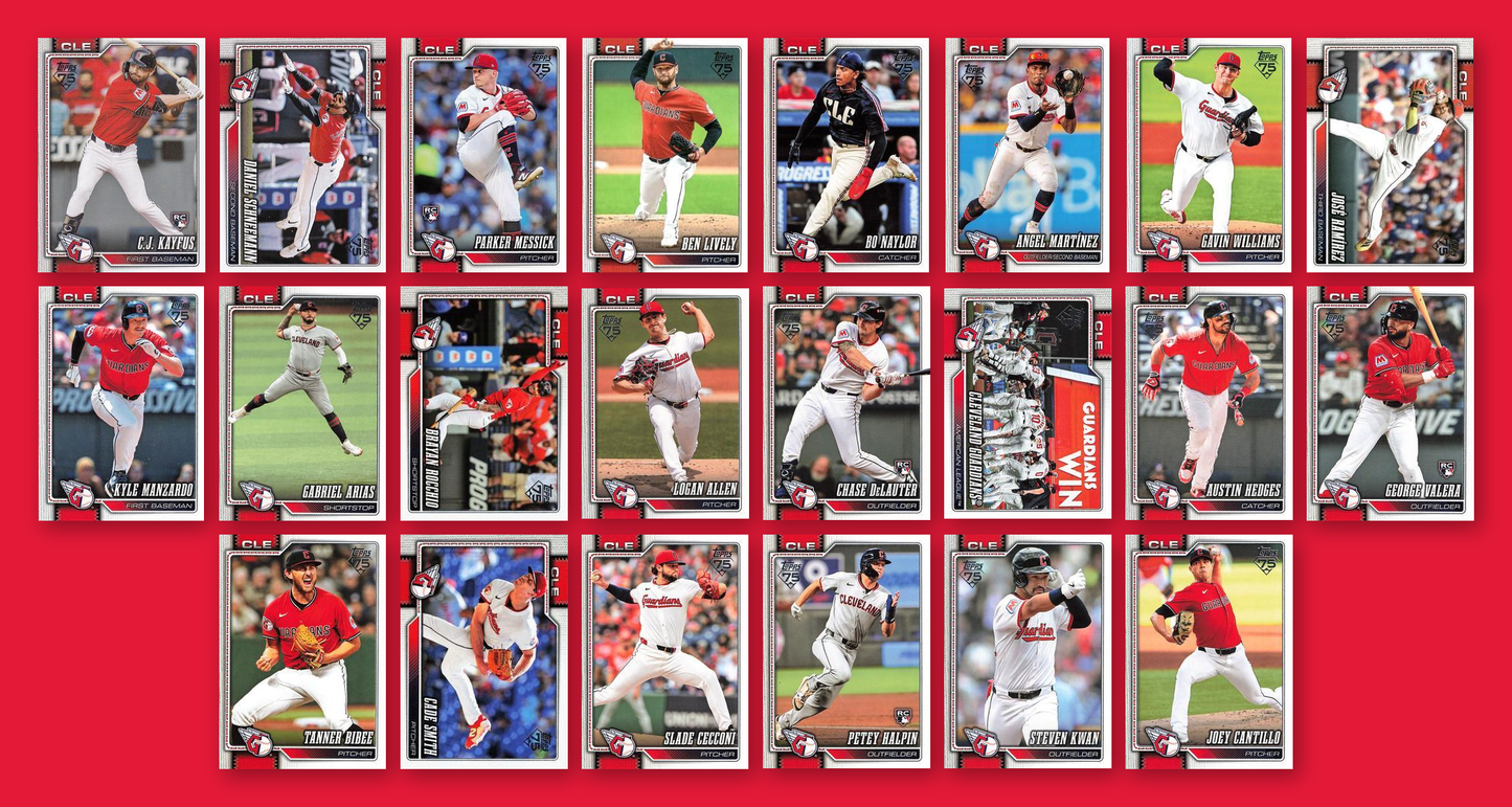 2026 Topps Series 1 & 2 Baseball Team Set 22 Cards Cleveland Guardians Ramírez Kwan