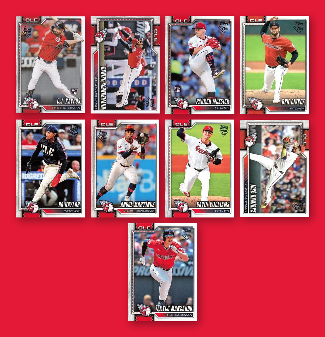 2026 Topps Series 1 & 2 Baseball Team Set 22 Cards Cleveland Guardians Ramírez Kwan