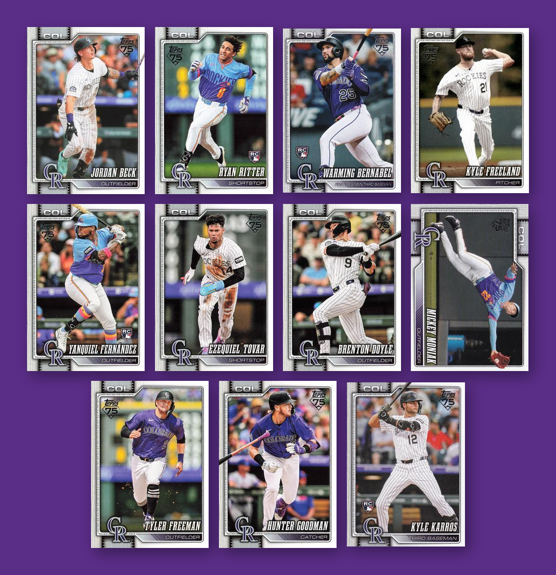 2026 Topps Series 1 & 2 Baseball Team Set 20 Cards Colorado Rockies Bryant Tovar